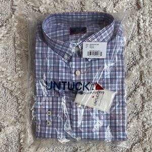 UNTUCKit Men's Blue and White Plaid Button Down Shirt